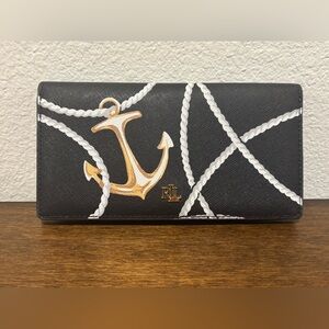 Lauren Ralph Lauren Black and Gold Anchor Wallet